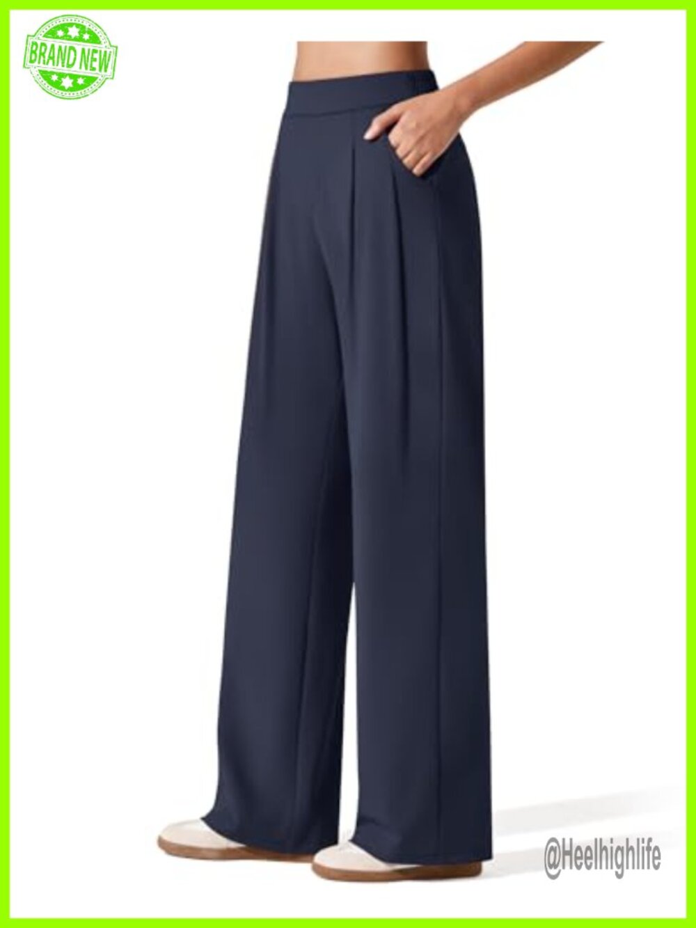 Wide Leg Yoga Dress Pants High Waist Pull On with Pockets